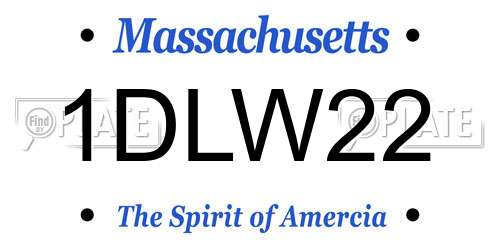 1DLW22 Massachusetts License Plate