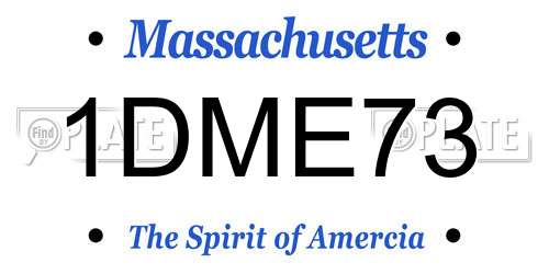 1DME73 Massachusetts License Plate