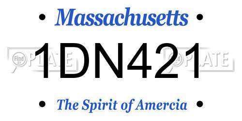 1DN421 Massachusetts License Plate