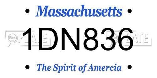 1DN836 Massachusetts License Plate