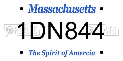 1DN844 Massachusetts License Plate
