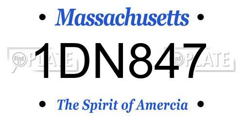 1DN847 Massachusetts License Plate