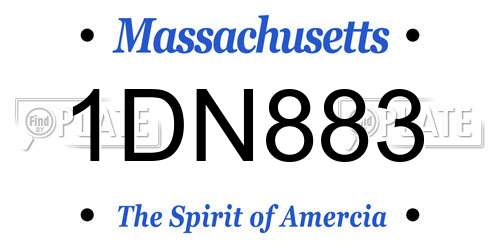 1DN883 Massachusetts License Plate