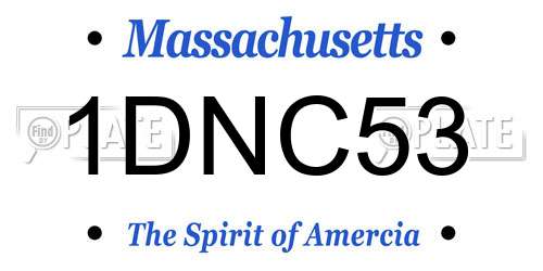1DNC53 Massachusetts License Plate