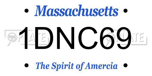 1DNC69 Massachusetts License Plate