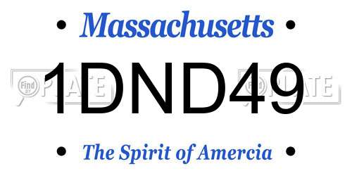 1DND49 Massachusetts License Plate