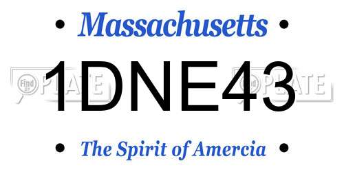 1DNE43 Massachusetts License Plate