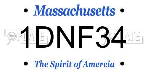 1DNF34 Massachusetts License Plate