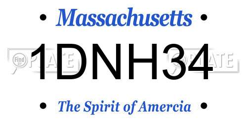 1DNH34 Massachusetts License Plate