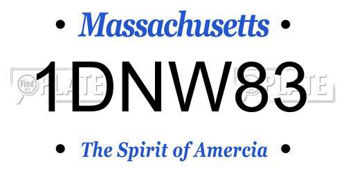 1DNW83 Massachusetts License Plate