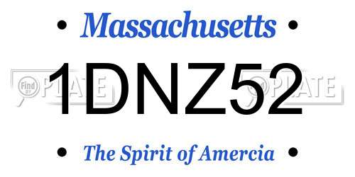 1DNZ52 Massachusetts License Plate