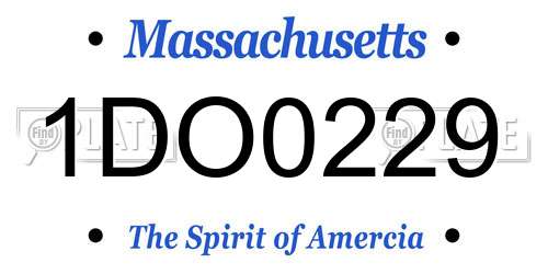 1DO0229 Massachusetts License Plate