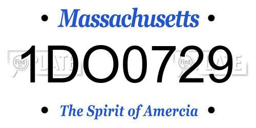 1DO0729 Massachusetts License Plate