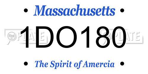 1DO180 Massachusetts License Plate