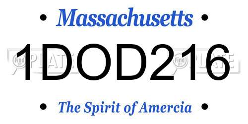 1DOD216 Massachusetts License Plate