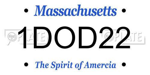 1DOD22 Massachusetts License Plate