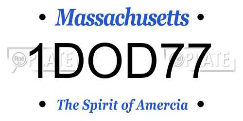 1DOD77 Massachusetts License Plate