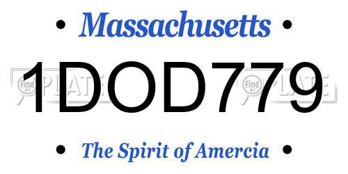 1DOD779 Massachusetts License Plate