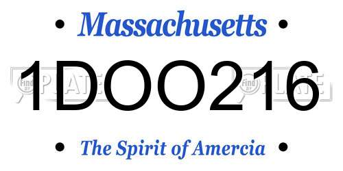1DOO216 Massachusetts License Plate