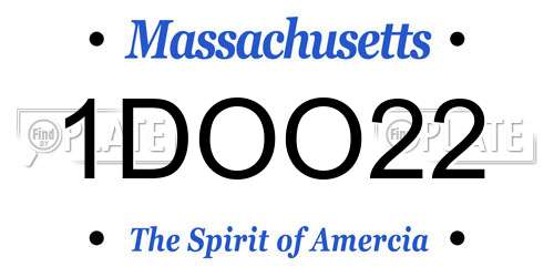 1DOO22 Massachusetts License Plate