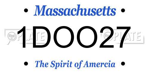 1DOO27 Massachusetts License Plate