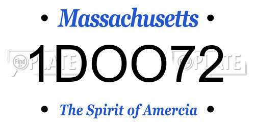 1DOO72 Massachusetts License Plate