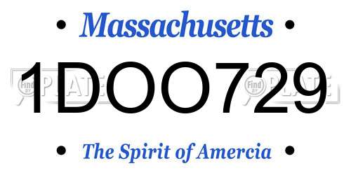 1DOO729 Massachusetts License Plate