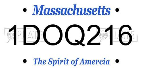 1DOQ216 Massachusetts License Plate