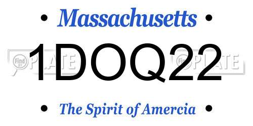1DOQ22 Massachusetts License Plate