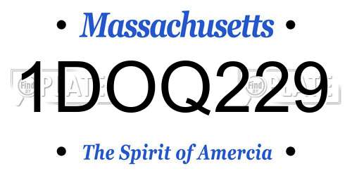 1DOQ229 Massachusetts License Plate
