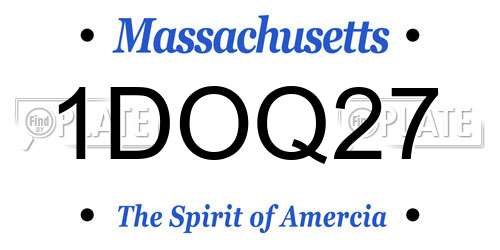 1DOQ27 Massachusetts License Plate