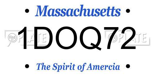 1DOQ72 Massachusetts License Plate