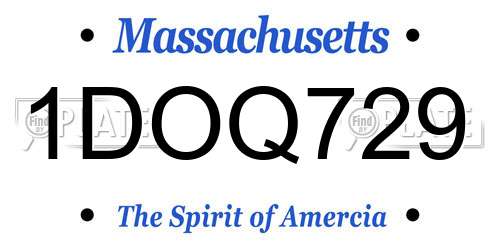 1DOQ729 Massachusetts License Plate