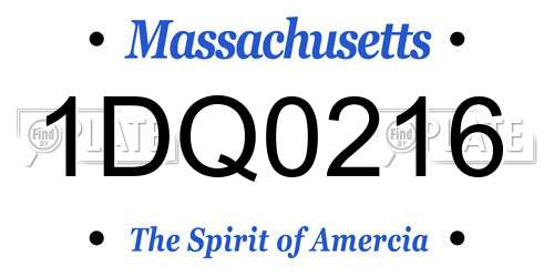 1DQ0216 Massachusetts License Plate