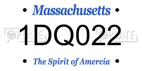 1DQ022 Massachusetts License Plate