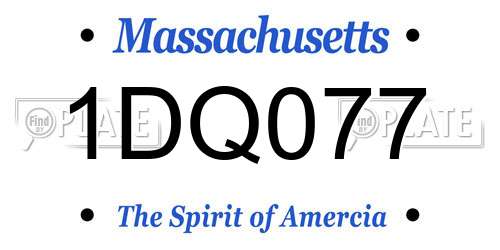 1DQ077 Massachusetts License Plate