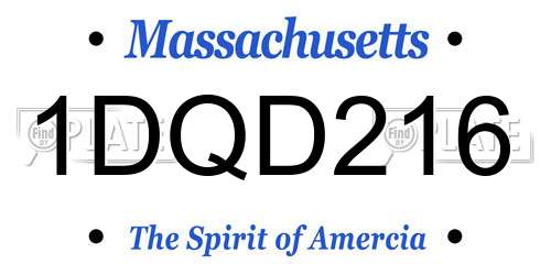 1DQD216 Massachusetts License Plate