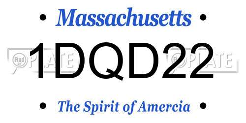 1DQD22 Massachusetts License Plate