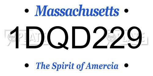 1DQD229 Massachusetts License Plate
