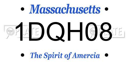 1DQH08 Massachusetts License Plate