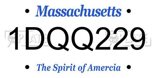 1DQQ229 Massachusetts License Plate