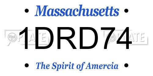 1DRD74 Massachusetts License Plate