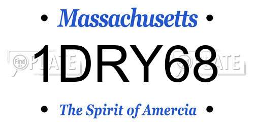 1DRY68 Massachusetts License Plate