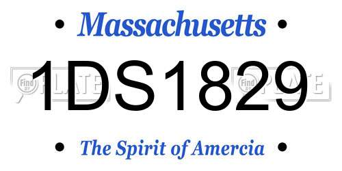1DS1829 Massachusetts License Plate