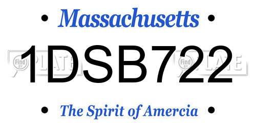 1DSB722 Massachusetts License Plate