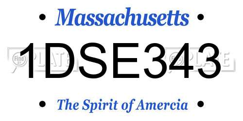 1DSE343 Massachusetts License Plate