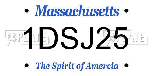 1DSJ25 Massachusetts License Plate