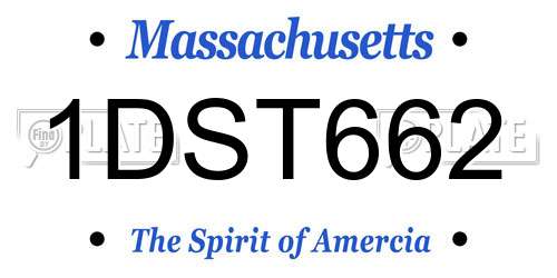 1DST662 Massachusetts License Plate