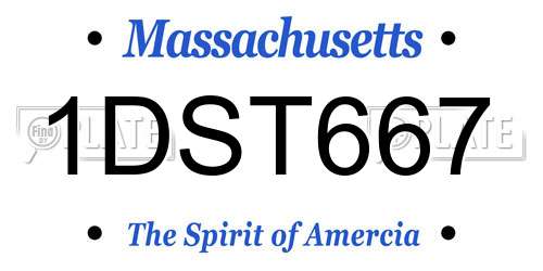 1DST667 Massachusetts License Plate