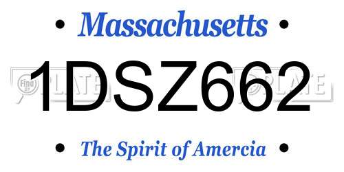 1DSZ662 Massachusetts License Plate